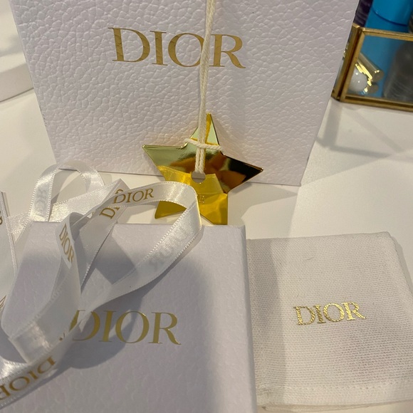 DIOR CD GOLD-FINISH METAL WITH WHITE CRYSTALS - Picture 3 of 5